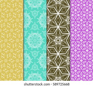 Seamless set floral pattern. vector illustration. For design, wallpaper, background fills, fill, card, banner, flyer. Ethnic ornament