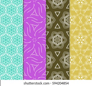 Seamless set floral pattern. vector illustration. For design, wallpaper, background fills, fill, card, banner, flyer. Ethnic ornament