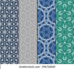 Seamless set floral pattern. vector illustration. For design, wallpaper, background fills, fill, card, banner, flyer. Ethnic ornament