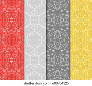 Seamless set floral pattern. vector illustration. For design, wallpaper, background fills, fill, card, banner, flyer. Ethnic ornament