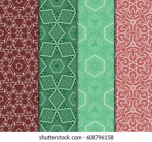 Seamless set floral pattern. vector illustration. For design, wallpaper, background fills, fill, card, banner, flyer. Ethnic ornament