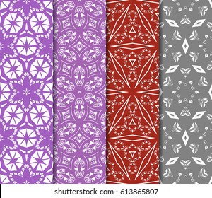 Seamless set floral pattern. vector illustration. color. For design, wallpaper, background fills, fill, card, banner, flyer. Ethnic ornament