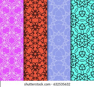 Seamless set floral pattern. vector illustration. For design, wallpaper, background fills, fill, card, banner, flyer. Ethnic ornament