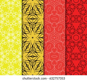 Seamless set floral pattern. vector illustration. For design, wallpaper, background fills, fill, card, banner, flyer. Ethnic ornament
