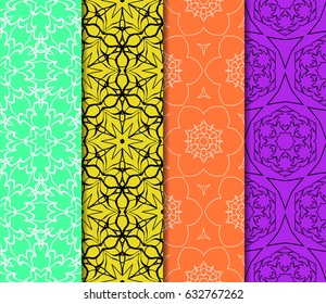 Seamless set floral pattern. vector illustration. For design, wallpaper, background fills, fill, card, banner, flyer. Ethnic ornament