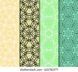 Seamless set floral pattern. vector illustration. For design, wallpaper, background fills, fill, card, banner, flyer. Ethnic ornament