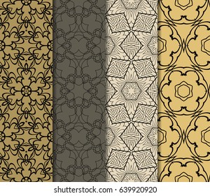 Seamless set floral pattern. vector illustration. For design, wallpaper, background fills