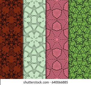 Seamless set floral pattern. vector illustration. For design, wallpaper, background fills