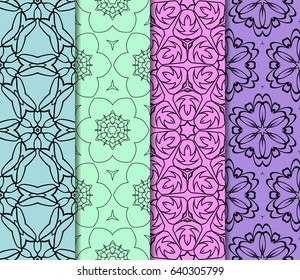 Seamless set floral pattern. vector illustration. For design, wallpaper, background fills