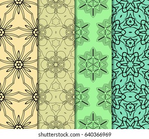 Seamless set floral pattern. vector illustration. For design, wallpaper, background fills