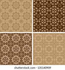 Seamless set four vintage vector backgrounds.