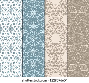 Seamless Set Geometric Floral Pattern. Vector Illustration. For Design, Wallpaper, Background.