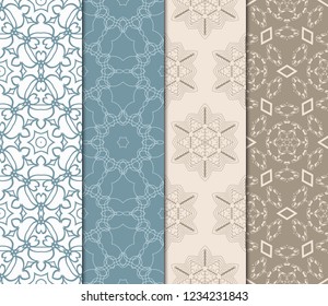 Seamless Set Geometric Floral Pattern. Vector Illustration. For Design, Wallpaper, Background.