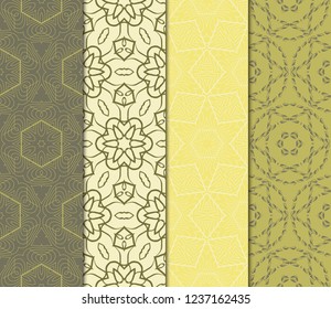 Seamless Set Geometric Floral Pattern. Vector Illustration. For Design, Wallpaper, Background.