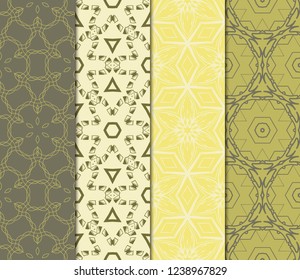 Seamless Set Geometric Floral Pattern. Vector Illustration. For Design, Wallpaper, Background.