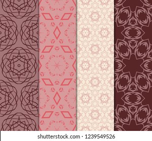 Seamless Set Geometric Floral Pattern. Vector Illustration. For Design, Wallpaper, Background.