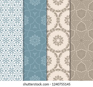 Seamless Set Geometric Floral Pattern. Vector Illustration. For Design, Wallpaper, Background.