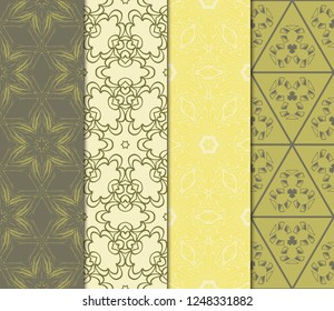 Seamless Set Geometric Floral Pattern. Vector Illustration. For Design, Wallpaper, Background.