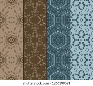 Seamless Set Geometric Floral Pattern. Vector Illustration. For Design, Wallpaper, Background.