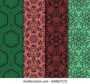 Seamless set geometric floral pattern. vector illustration. For design, wallpaper, background