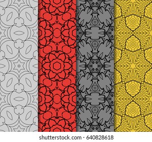Seamless set geometric floral pattern. vector illustration. For design, wallpaper, background