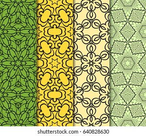 Seamless set geometric floral pattern. vector illustration. For design, wallpaper, background