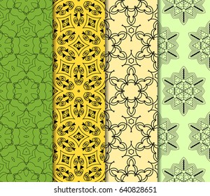 Seamless set geometric floral pattern. vector illustration. For design, wallpaper, background