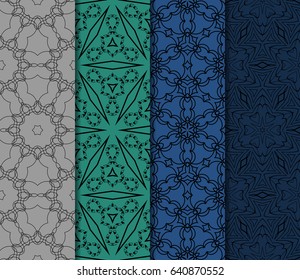 Seamless set geometric floral pattern. vector illustration. For design, wallpaper, background
