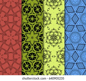 Seamless set geometric floral pattern. vector illustration. For design, wallpaper, background