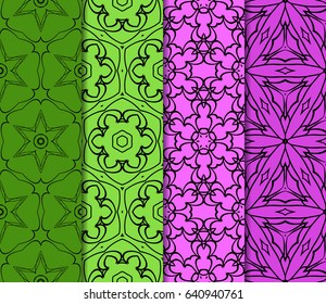 Seamless set geometric floral pattern. vector illustration. For design, wallpaper, background