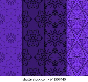 Seamless set geometric floral pattern. vector illustration. For design, wallpaper, background