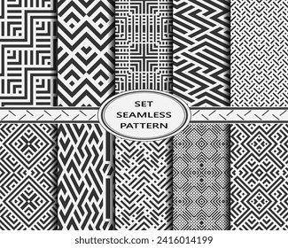 Seamless a set of geometric patterns. An abstract background. Linear modern texture. Vector.