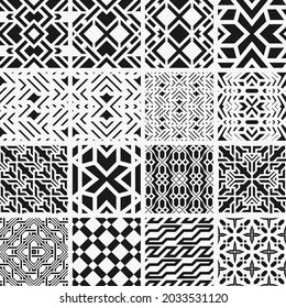Seamless a set of geometrical vector pattern. An abstract background for design of the card, a cover, a flyer. Simple vector graphics.
