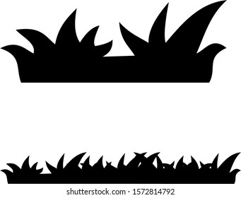 Seamless and set of grass, black silhouette isolated on white background.