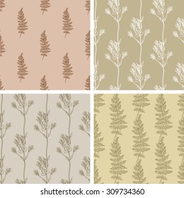 Seamless set hand draw summer pattern with herbs and wildflowers. Suitable for paper, wallpaper, textile. Herbal vintage background.