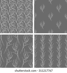 Seamless set hand draw summer pattern with herbs and wildflowers. Suitable for paper, wallpaper, textile. Herbal vintage background.