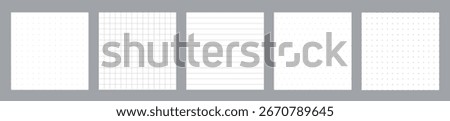 Seamless set pattern bullet journal, grid, line, isometric polka dot and cross template.