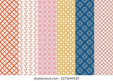 Seamless set of pattern. Geometric ornament. Digital paper, textile print. Vector art background.	