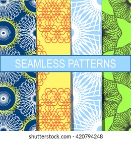 seamless set pattern graphic, sacred geometry, coloring. 