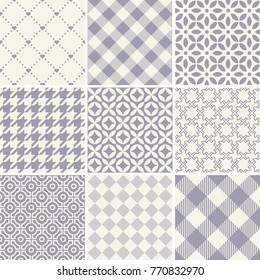 Seamless set of pattern on a plain background