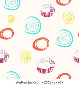 Conjunto inmaculado de fondo o patrones coloridos redondos y abstractos. Formas de doodle dibujadas. Lugares, gotas, curvas, líneas. Ilustración vectorial moderna de moda contemporánea