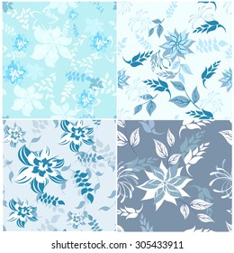 Seamless Set vector floral pattern. For easy making seamless pattern just drag all group into swatches bar, and use it for filling any contours.