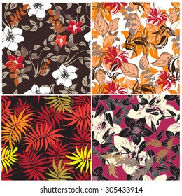 Seamless Set vector floral pattern. For easy making seamless pattern just drag all group into swatches bar, and use it for filling any contours.
