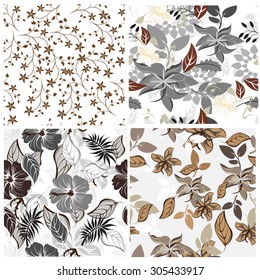 Seamless Set vector floral pattern. For easy making seamless pattern just drag all group into swatches bar, and use it for filling any contours.