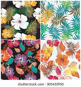 Seamless Set vector floral pattern. For easy making seamless pattern just drag all group into swatches bar, and use it for filling any contours.