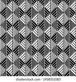 Seamless set vector patterns. Abstract monochrome texture with regular repetition of angular shapes, rhombus, line. Lattice graphic design.