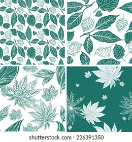 Seamless set vintage floral pattern with leafs (From my big "Seamless collection") 