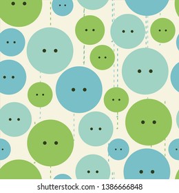 Seamless sewing buttons colorful pattern. Flat design.