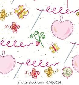 Seamless sewing and embroidery pattern