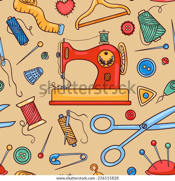 Seamless\
sewing pattern. Vector cartoon\
background.